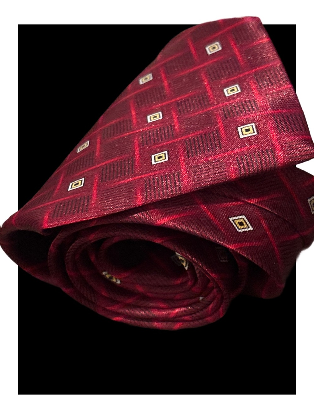 Wisemen Club Red Geometric Silk Tie - Classic Formal Accessory